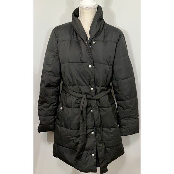 J.Crew Black Puffer Zip Up Long Sleeve Winter Parka Coat Jacket Large L - Picture 1 of 5